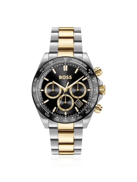 STEEL-BRACELET WATCH WITH BLACK DIAL