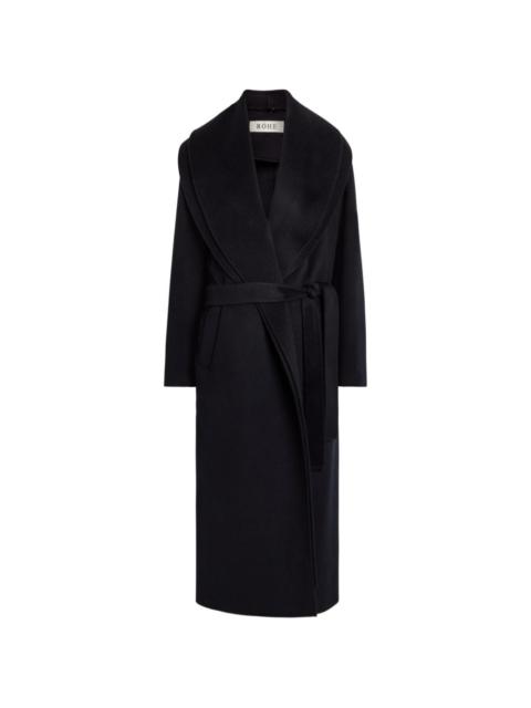 shawl-collar belted coat