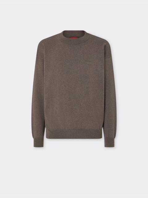 Cotton and silk sweater with Ferrari logo