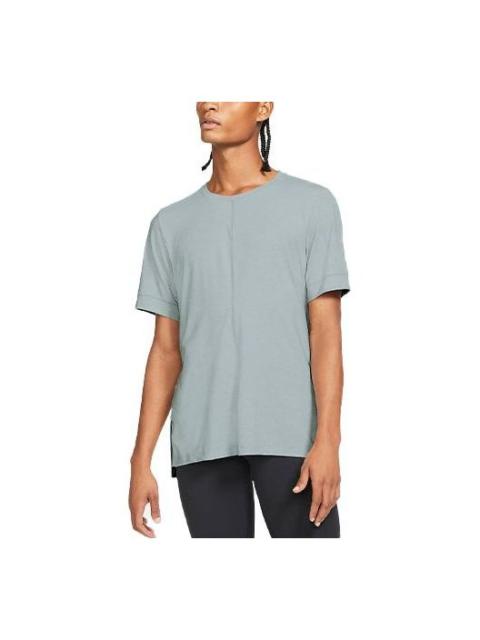 Men's Nike Yoga Dri-FIT Yoga Exercise Quick Dry Short Sleeve Blue Grey T-Shirt BV4035-079