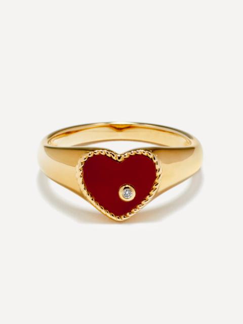 9ct Gold Red Agate Baby Heart Signet Ring
