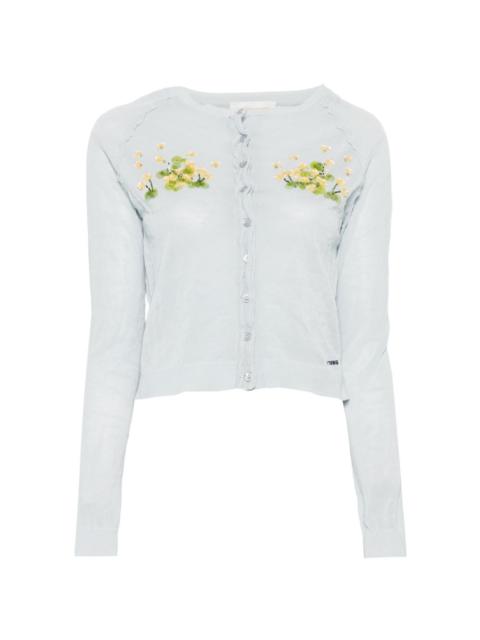 beaded floral knit cardigan