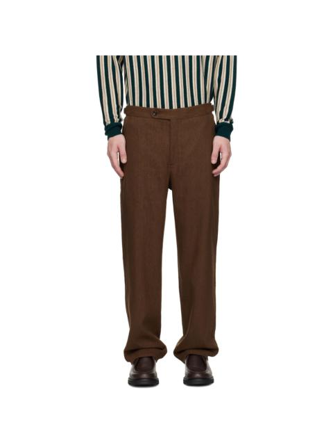 Brown Linen Suiting Trousers