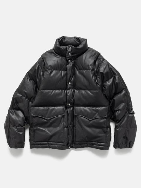 Tech 2Way Leather Like Down Jacket Black