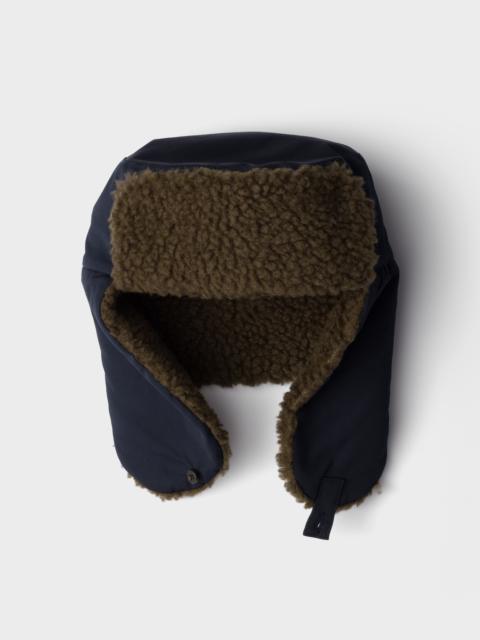 Poplin trapper hat with fleece lining