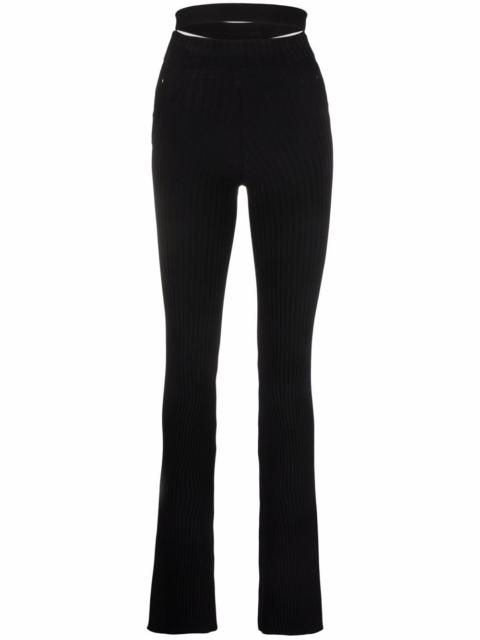 ribbed-knit bootcut trousers