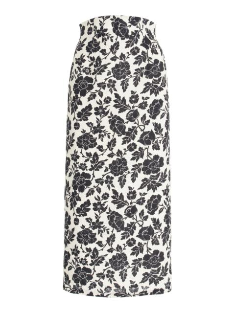 Romeo High-Waisted Linen Column Maxi Skirt black