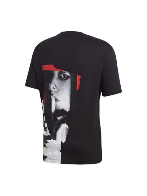 Men's Y-3 Small Logo Printing Round Neck Short Sleeve Black T-Shirt GK5780