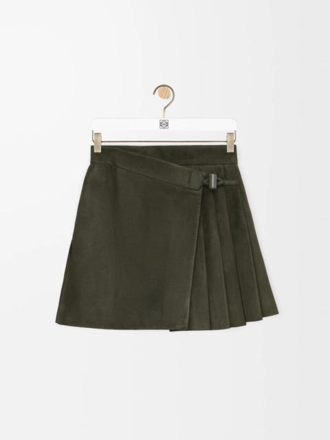 Pleated mini skirt in suede lambskin