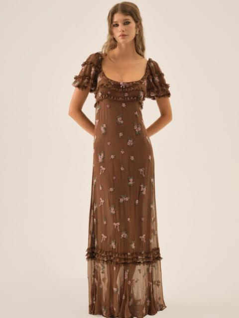 Beaded Garden Bow Maxi Dress