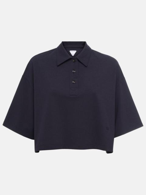 Cropped cotton-blend piqué polo shirt