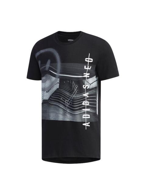 adidas neo M Fav Art Grf T Casual Sports Breathable Short Sleeve Black EI4517