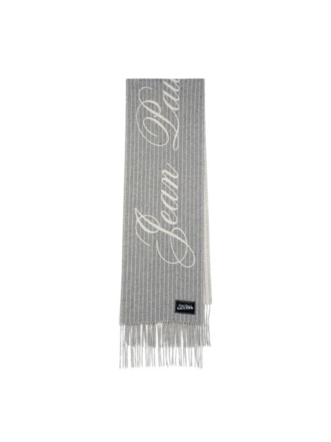 pinstripe fringed scarf