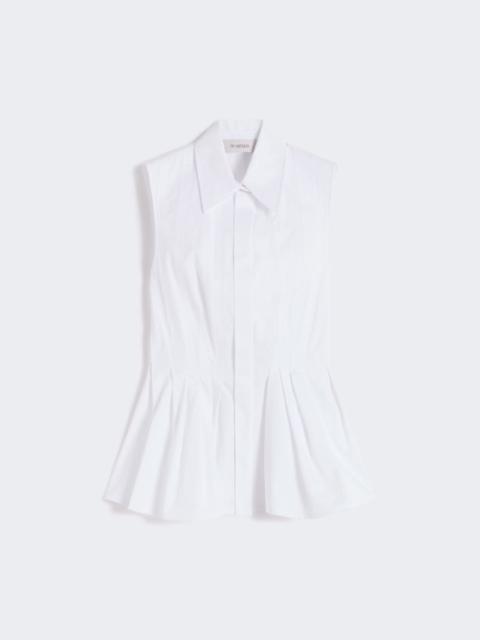 Sleeveless heavy cotton canvas shirt - optical white