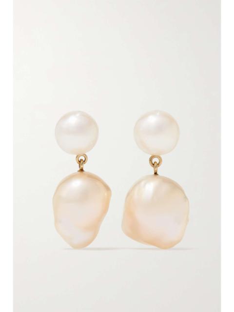 Venus Rose 14-karat gold pearl earrings Gold