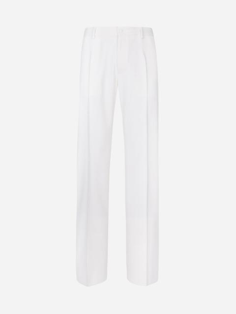 Stretch wool straight-leg pants