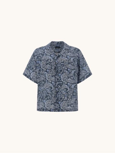 LINEN SHIRT WITH SHARK PAISLEY PATTERN