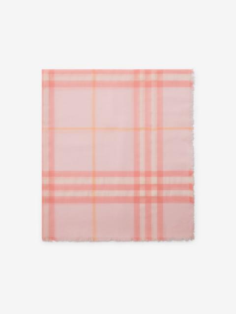 Wide Check Wool Scarf