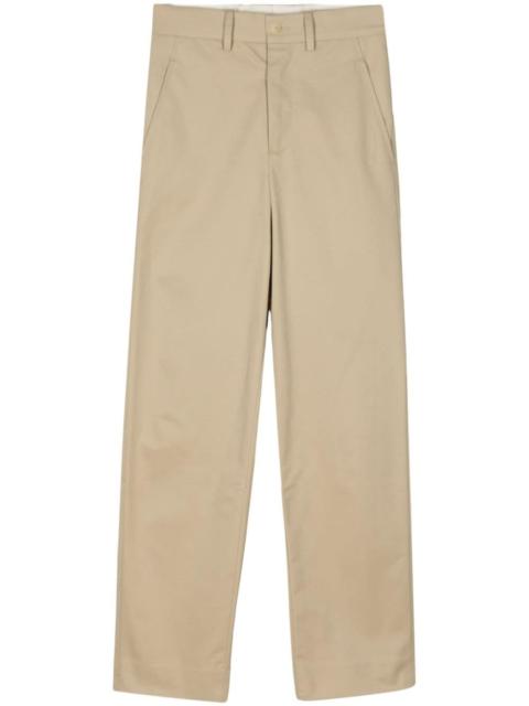 high-rise straight-leg cotton trousers