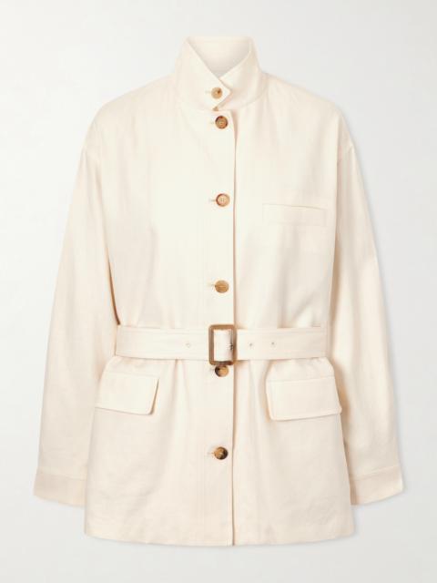Lismore Belted Linen And Wool-blend Jacket