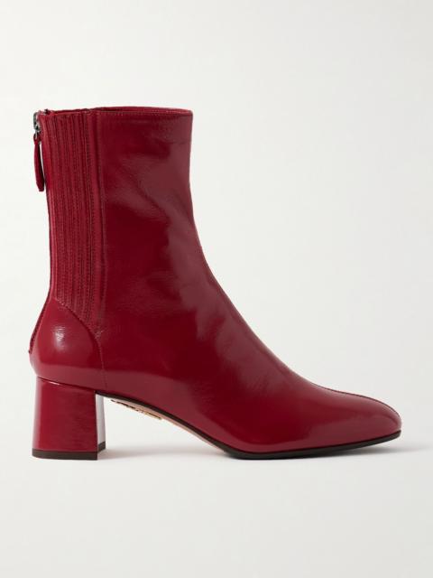 Saint Honoré 35 glossed-leather ankle boots Fuchsia