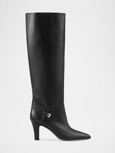 Elsa Leather Mini Buckle Knee Boots