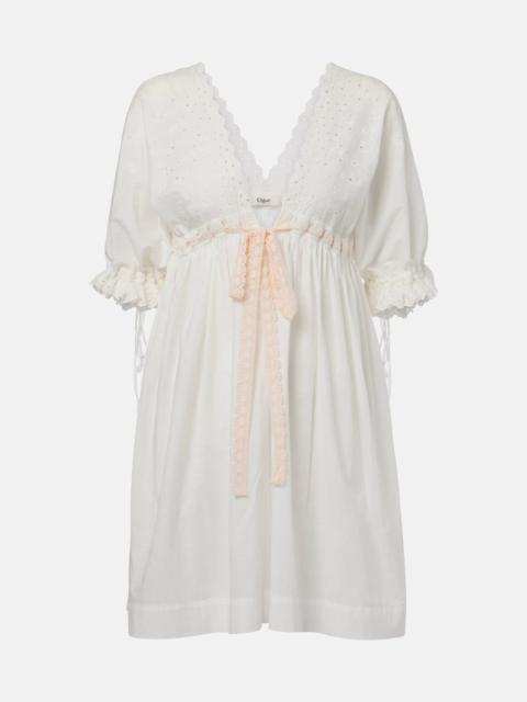 Broderie anglaise cotton-blend minidress