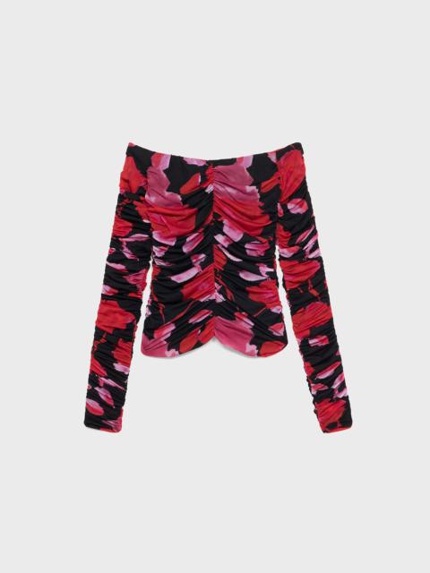 PRINTED JERSEY BLOUSE WITH DRAPING
