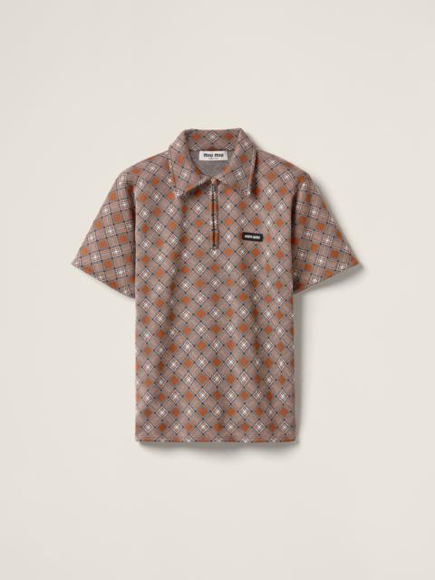 Silk knit polo shirt