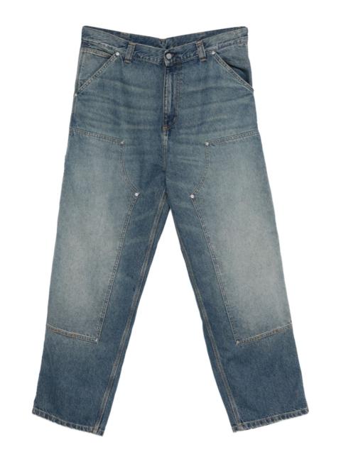 panelled cotton denim jeans