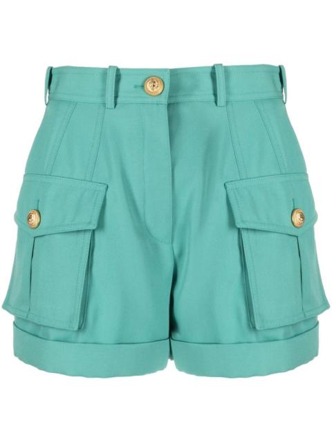 high-waisted flap-pocket shorts