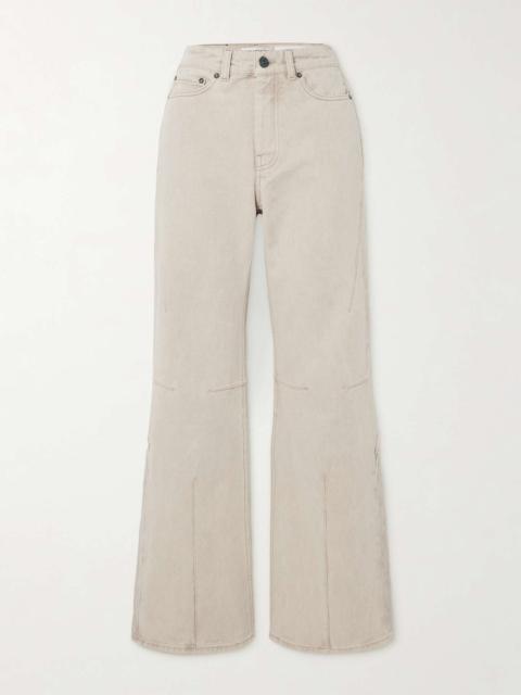Moto Cut paneled corduroy-trimmed mid-rise slim-leg jeans
