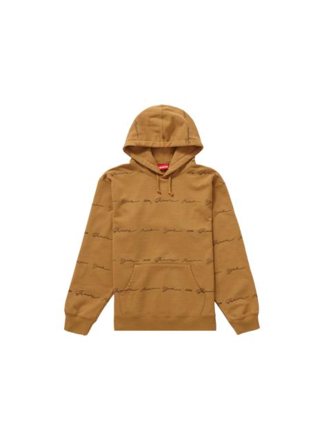 Supreme Script Stripe Hooded Sweatshirt Dark Mustard