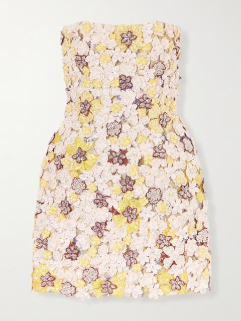 Sierra Appliquéd Embroidered Tulle Mini Dress