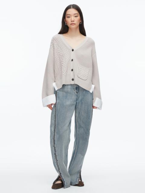 Cable Mix Boyfriend Cardigan