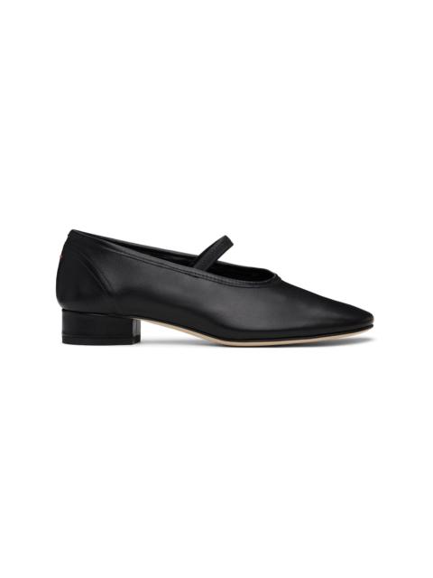 Black Pippa Leather Ballerina Flats
