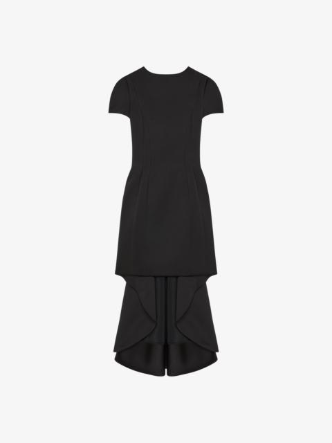 ASYMMETRIC DRESS IN SATIN WITH CRYSTALS