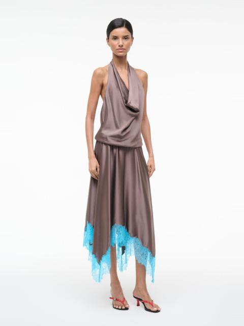 STAUD ELIRA SILK DRESS MINK POOL