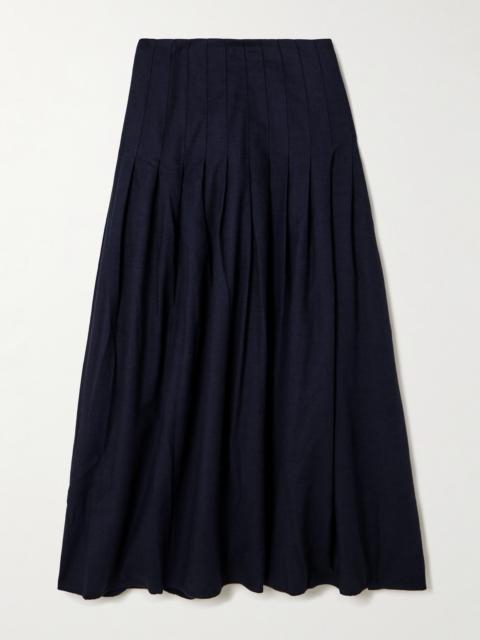 Pleated Cotton-twill Midi Skirt