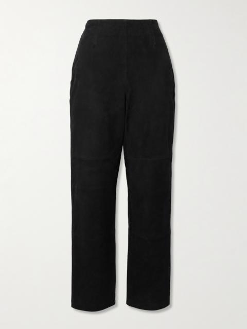 Suede Straight-leg Pants