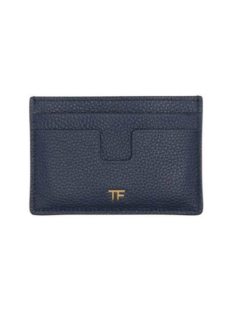 Navy Grain Leather Card Holder