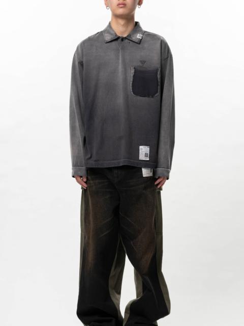 Sun Faded Like Collared Long Sleeve T-shirt