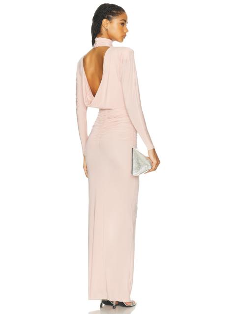 Draped Open Back Maxi Dress