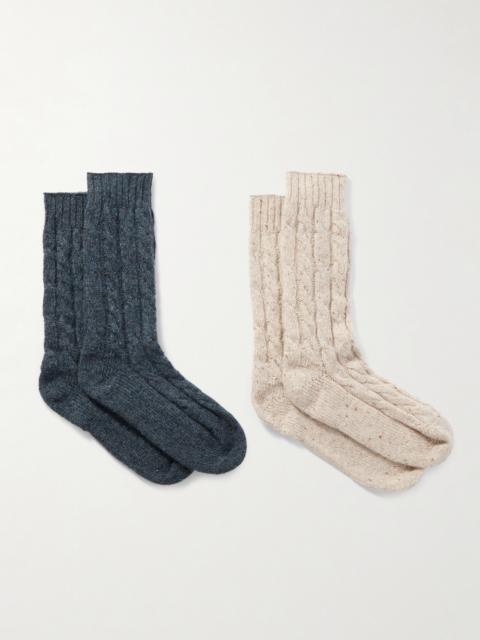 Set Of Two Cable-knit Cashmere-blend Socks