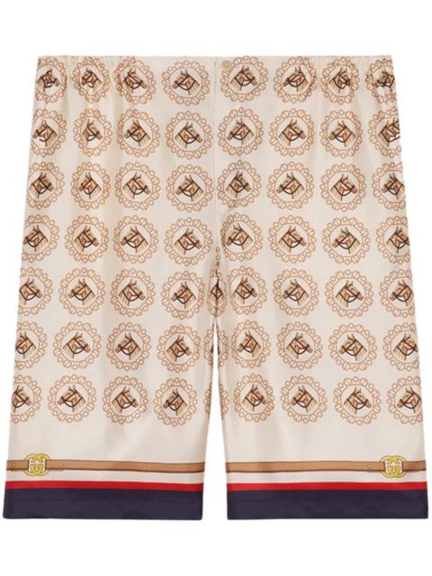 graphic-print silk shorts
