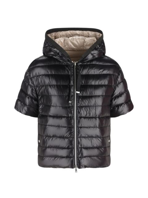 reversible hooded short-sleeves jacket