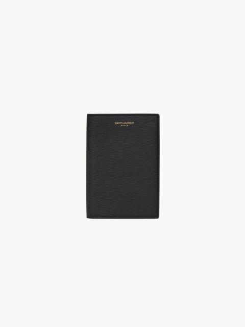 SAINT LAURENT PARIS PASSPORT CASE IN RIPPLE LEATHER