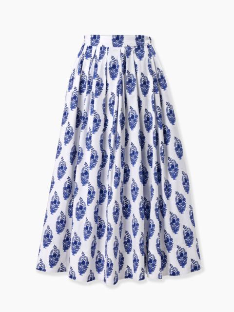 Floral Block-Print Midi Skirt
