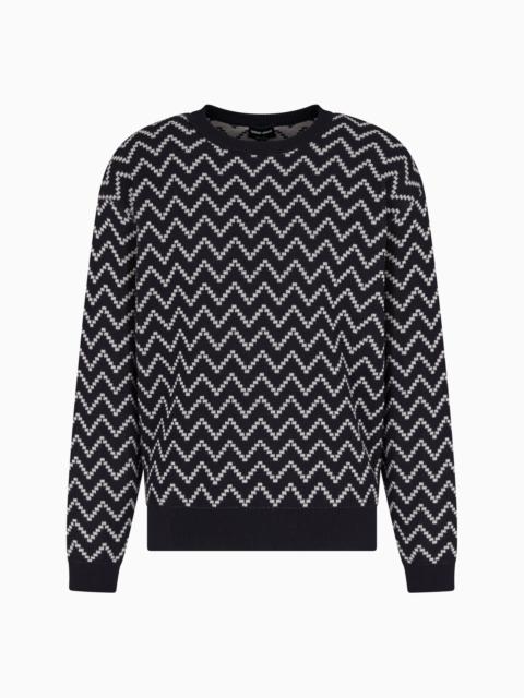 CREW-NECK JACQUARD COTTON AND CASHMERE JUMPER