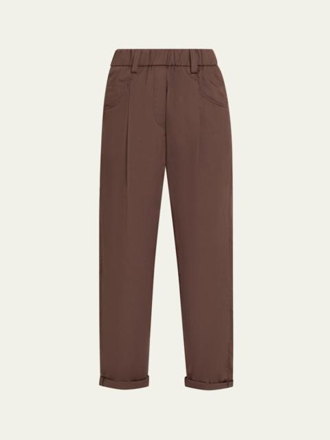 Tapered Lightweight Poplin Crop Pants